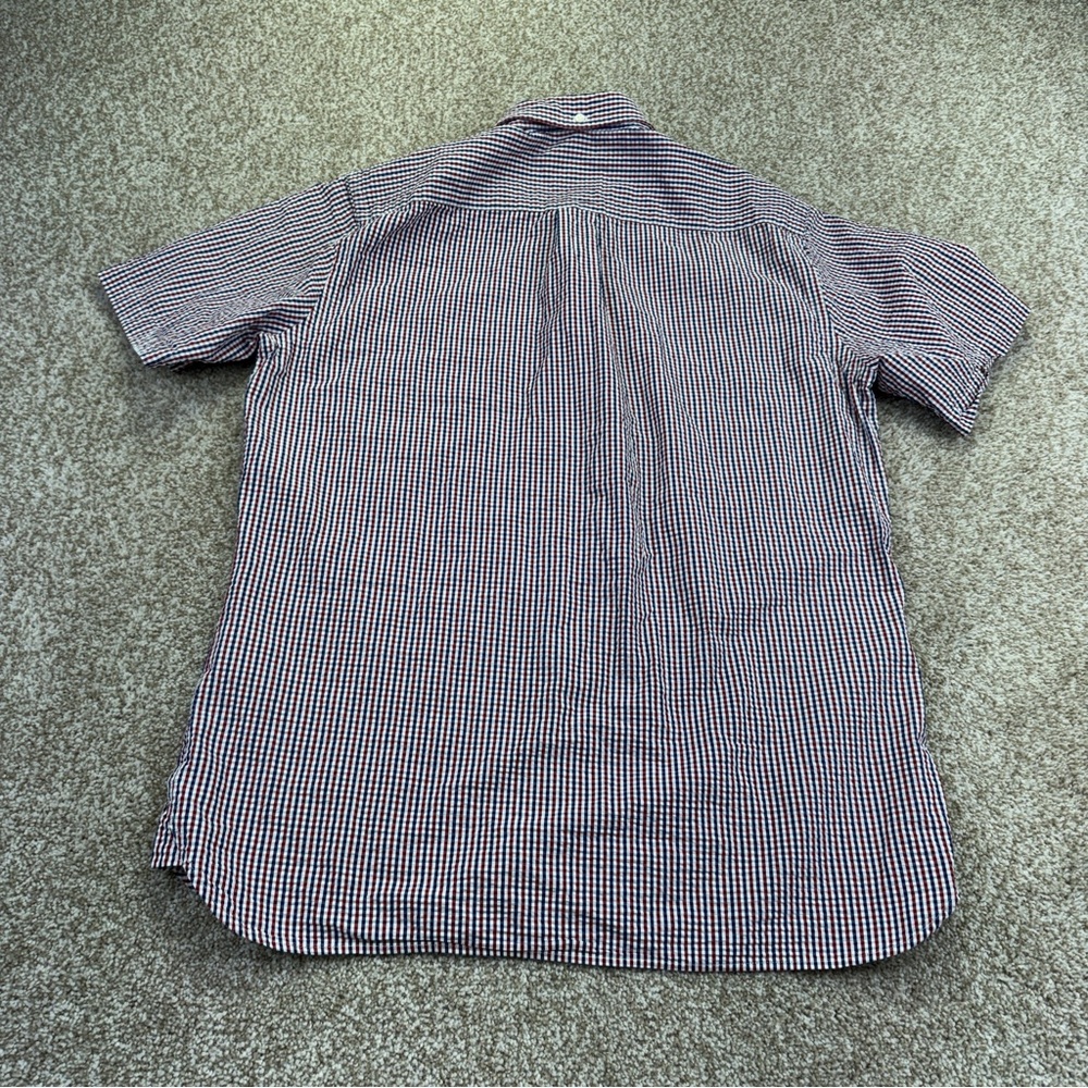 Brooks Brothers Red Fleece Checkered Seersucker Shirt Size L Red White Blue - Picture 7 of 14